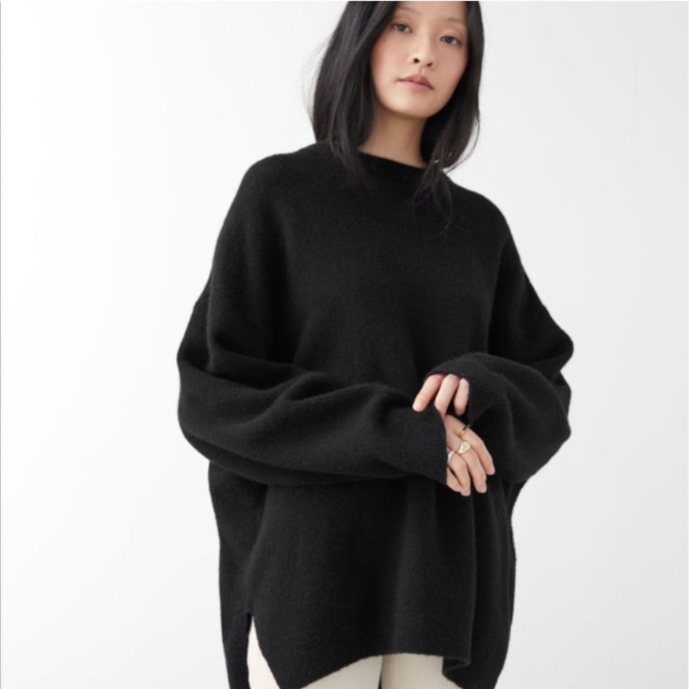 & Other Stories Oversized Black Wool Sweater size S